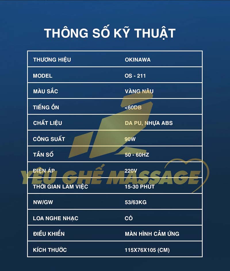 Ghế Massage OKINAWA OS-211 Ghế Massage OKINAWA OS - 211