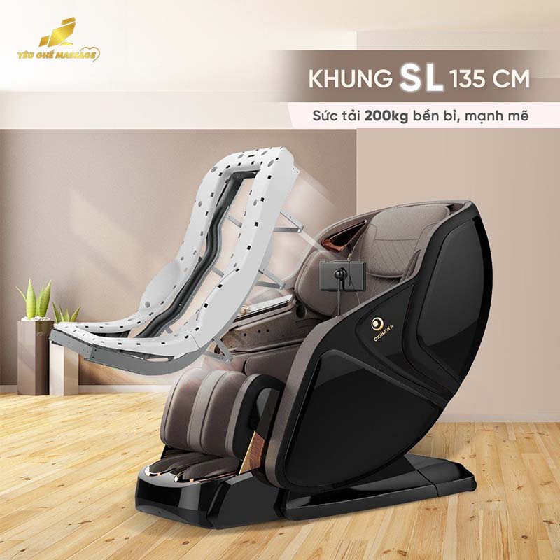 Ghe massage OKINAWA GOOD9 khung SL sieu dai chiu tai tot