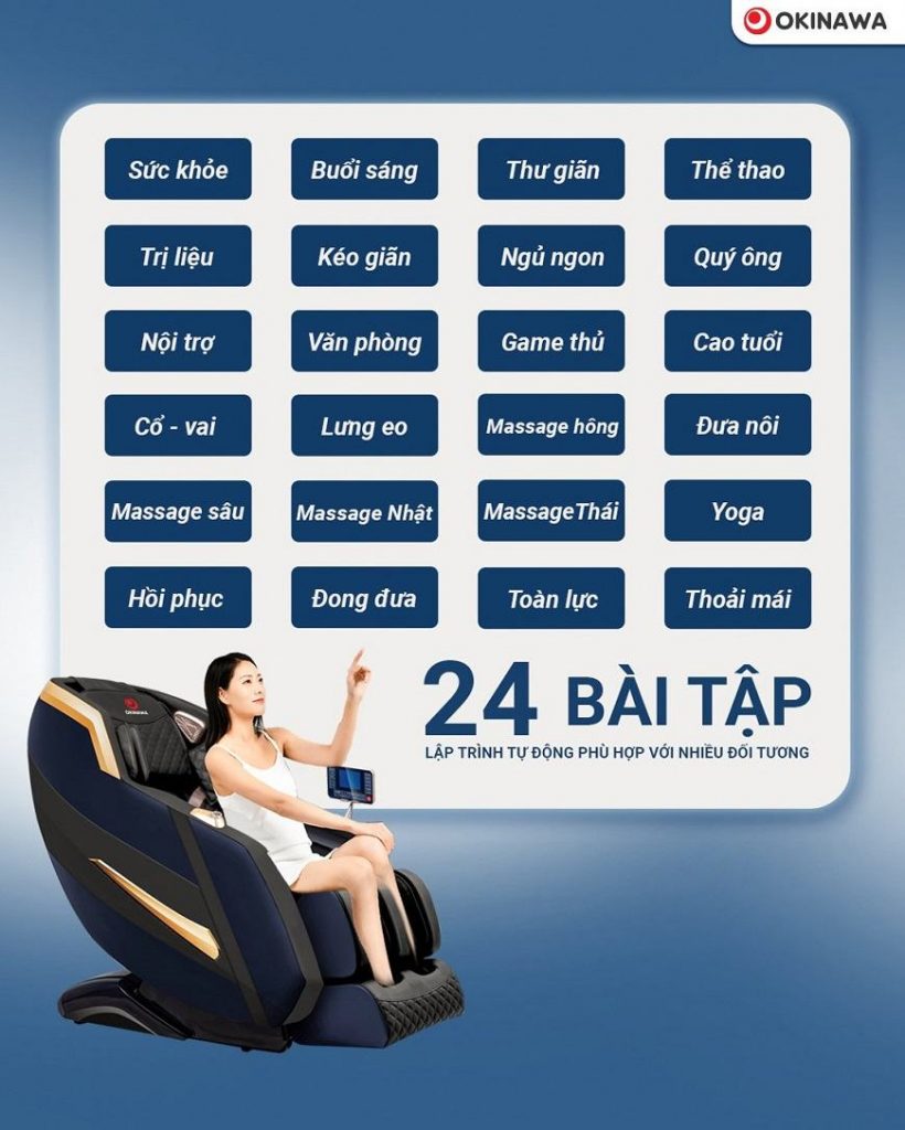 Ghế massage Okinawa OS-716 Ghe massage okinawa os 716 24 bai tap tu dong