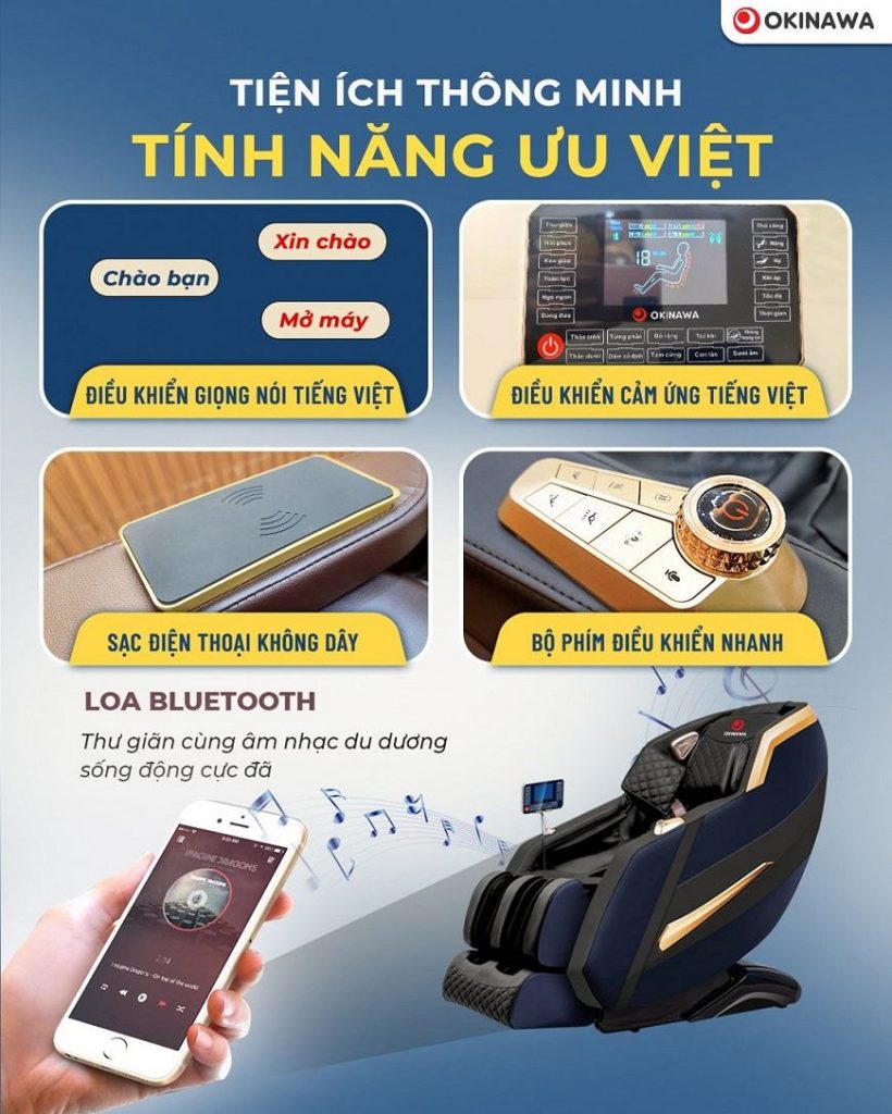 Ghế massage Okinawa OS-716 Ghe massage okinawa os 716 tien ich thong minh