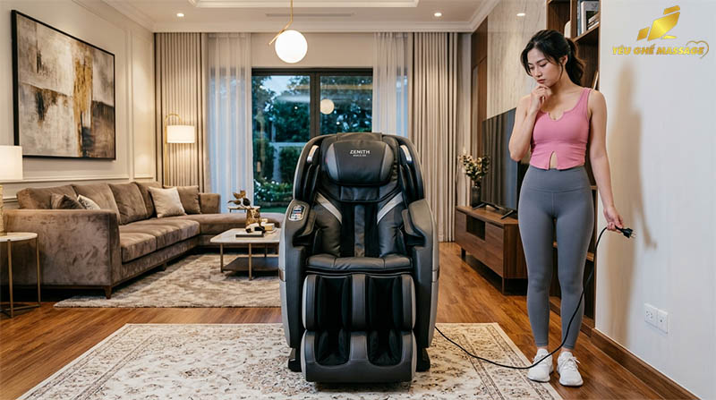 Rút phích cắm ghế massage sau khi sử dụng-2