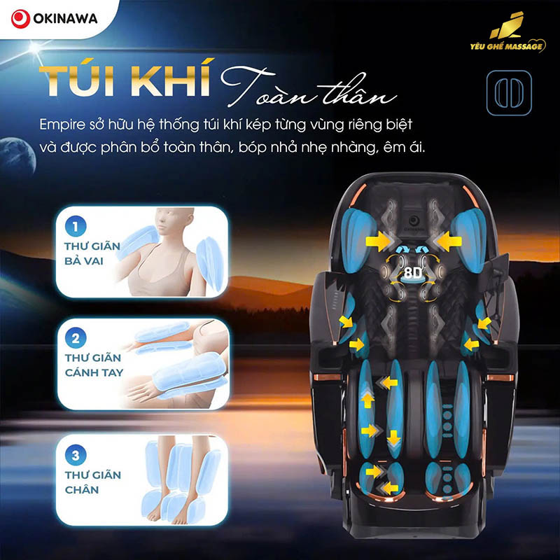 túi khí Ghế Massage Okinawa Empire